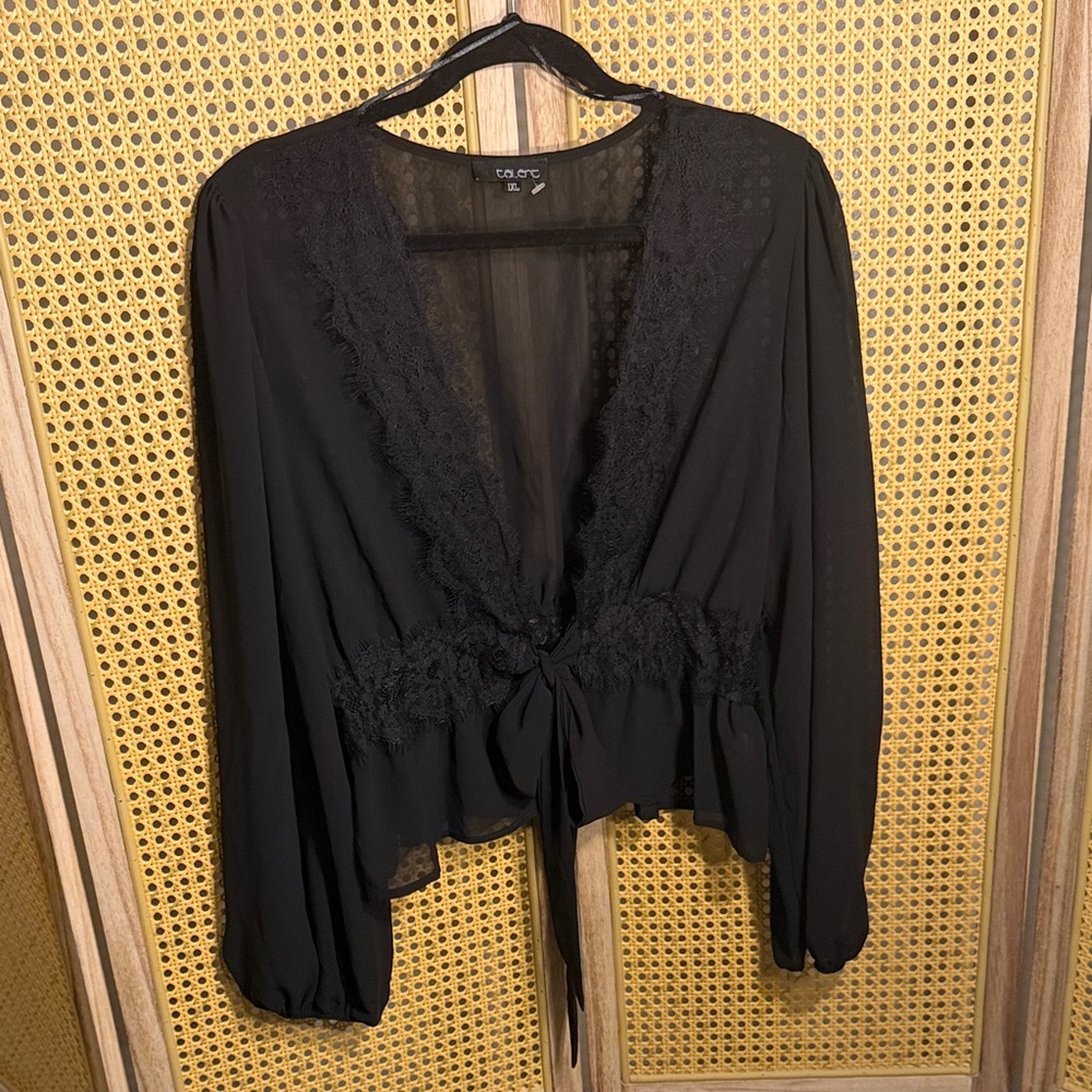 Black Lace Trim Blouse